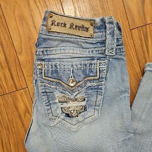 Rock Revival Distressed Light Blue Jeans